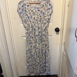 GAP Maternity Blue and White Sleeveless Maxi Sundress